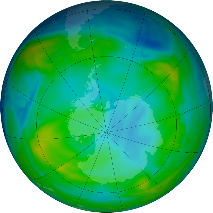 Antarctic ozone map for 14 July 2008